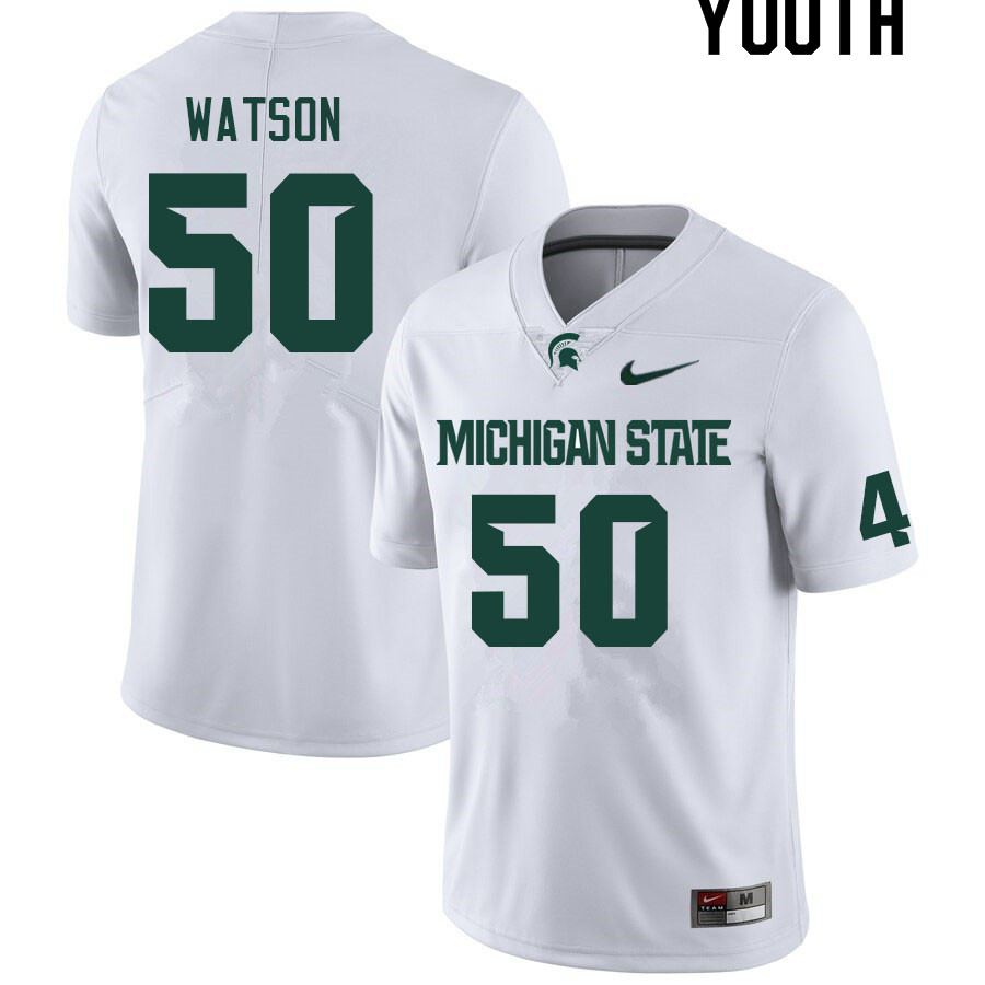 Youth #50 Tyson Watson Michigan State Spartans College Football Jerseys Sale-White